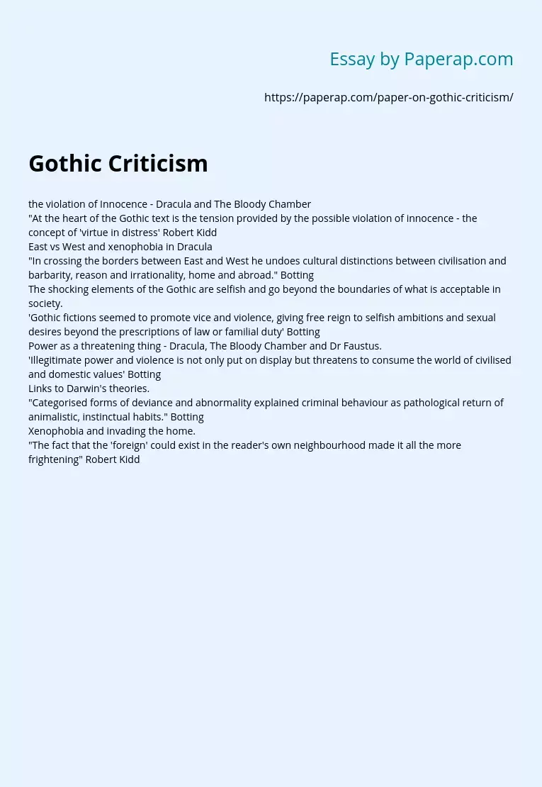 Gothic Criticism