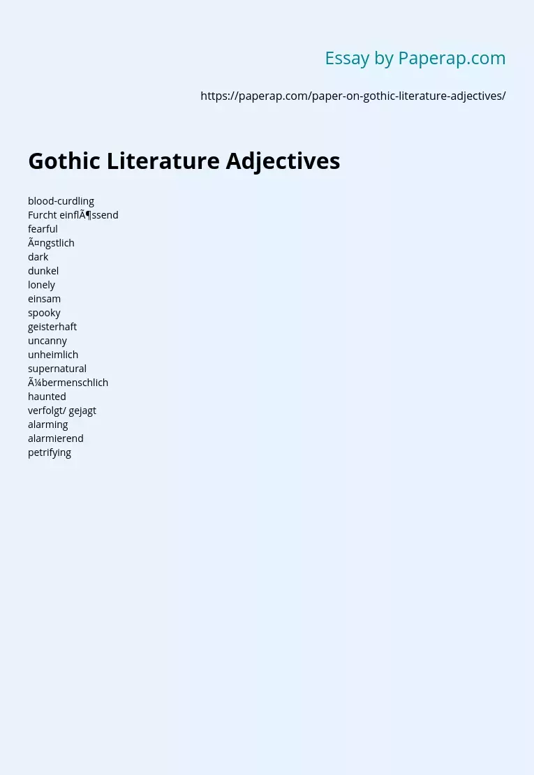 Gothic Literature Adjectives