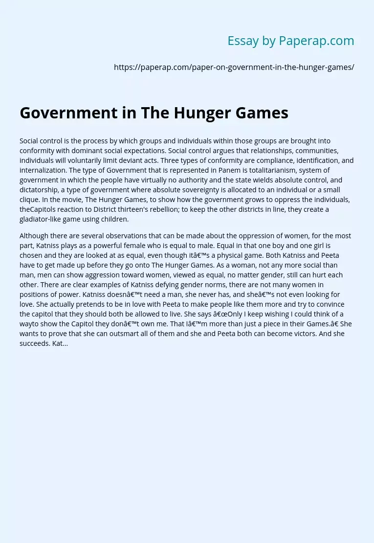 Government in The Hunger Games
