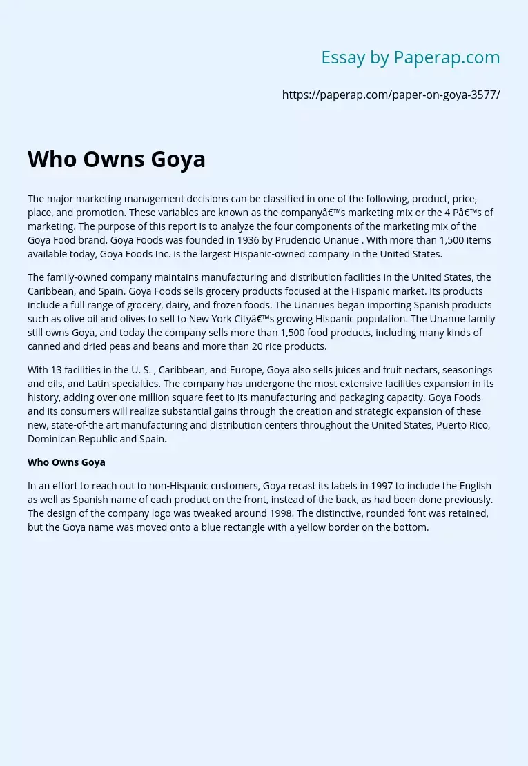 Who Owns Goya