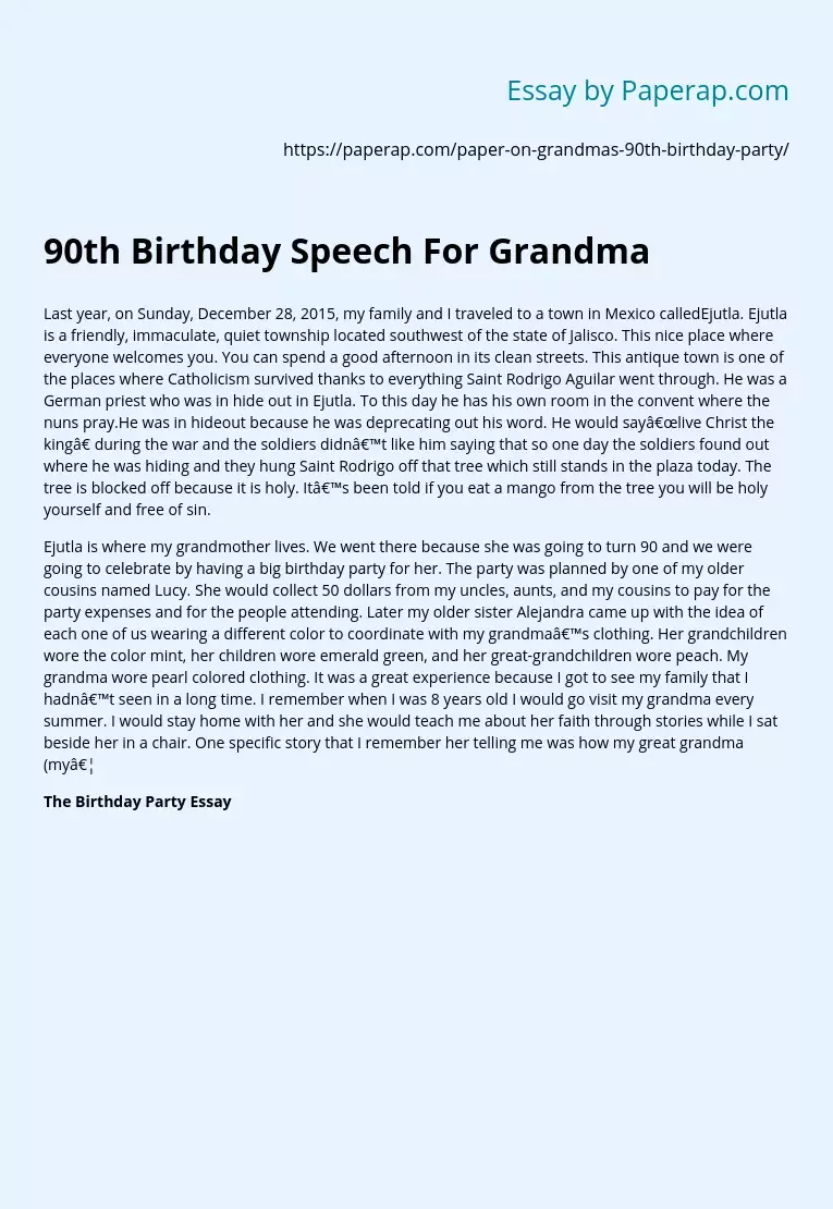90th Birthday Speech For Grandma