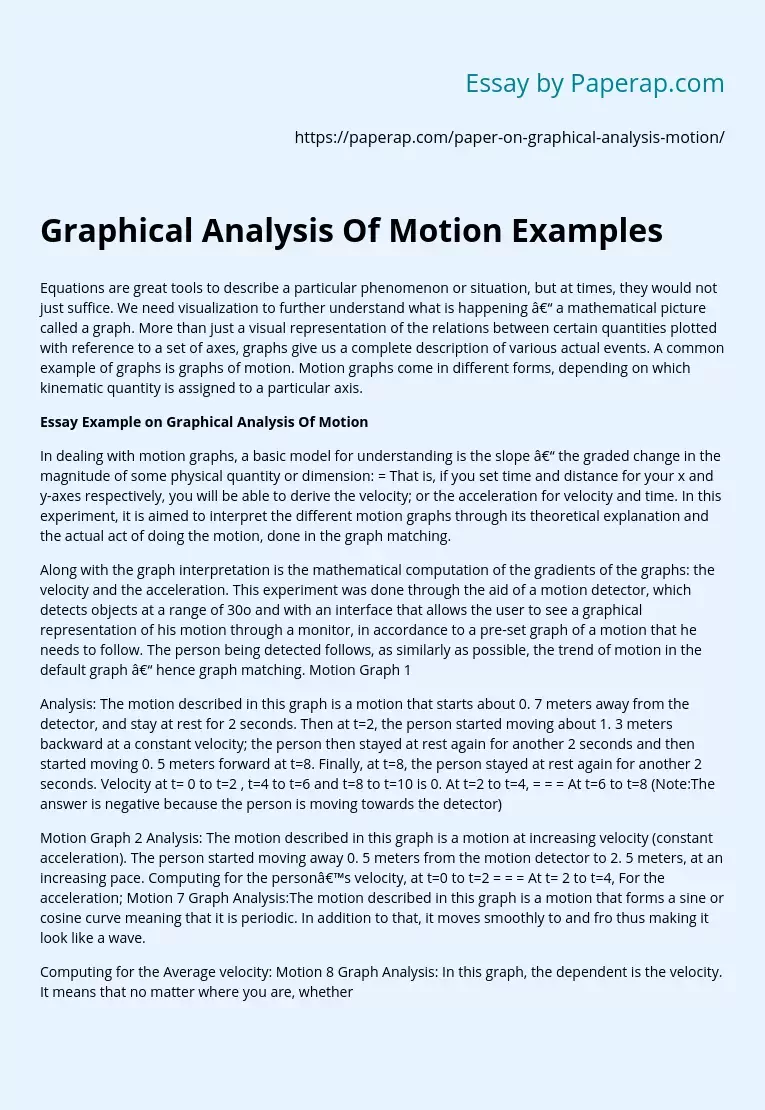 Graphical Analysis Of Motion Examples