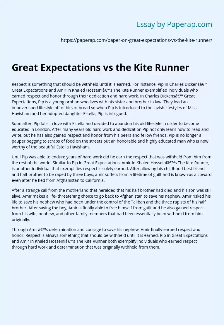 Great Expectations vs the Kite Runner