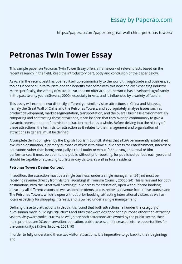Petronas Twin Tower Essay