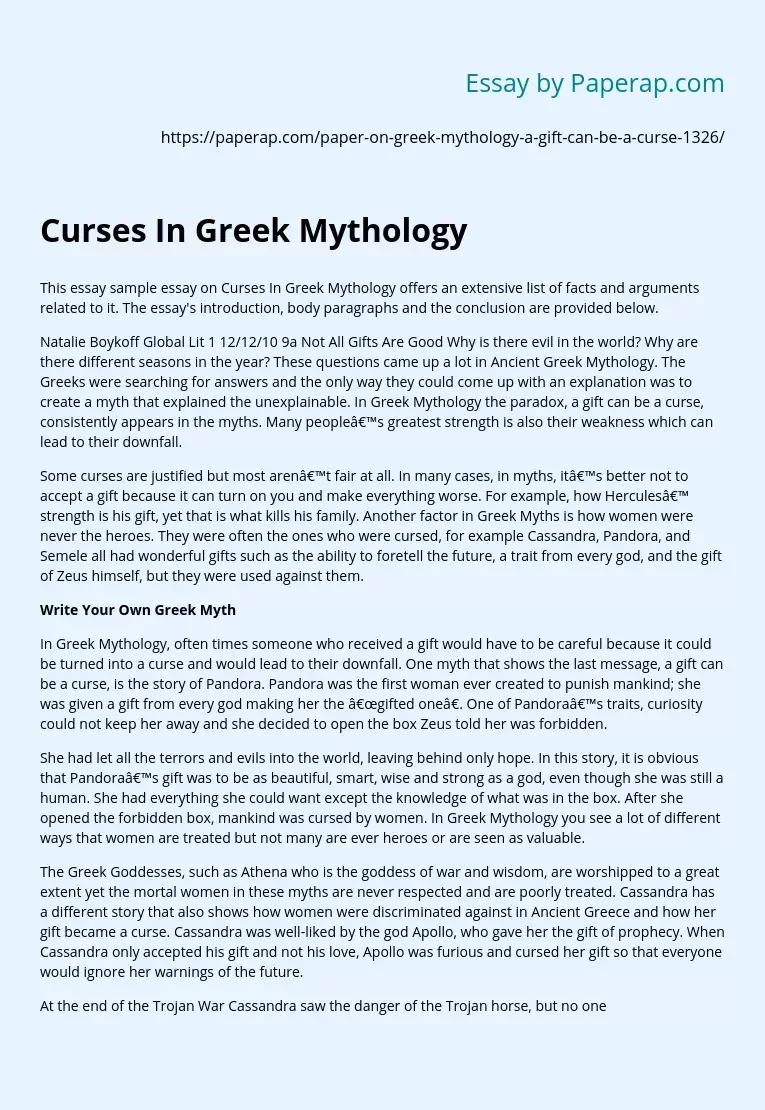 Curses In Greek Mythology