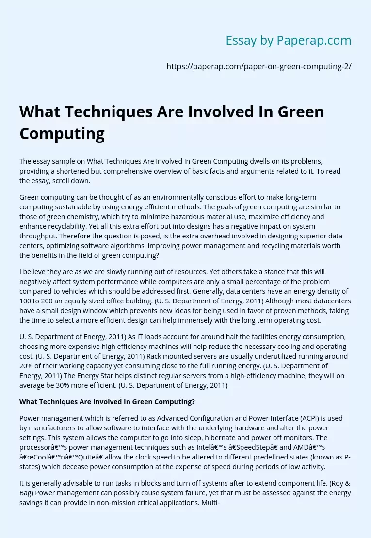 What Techniques Are Involved In Green Computing