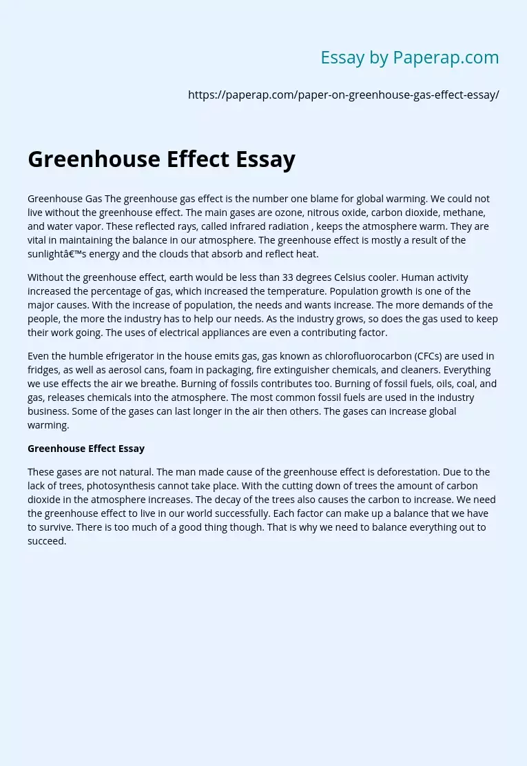 Реферат: The Greenhouse Effect 2 Essay Research Paper