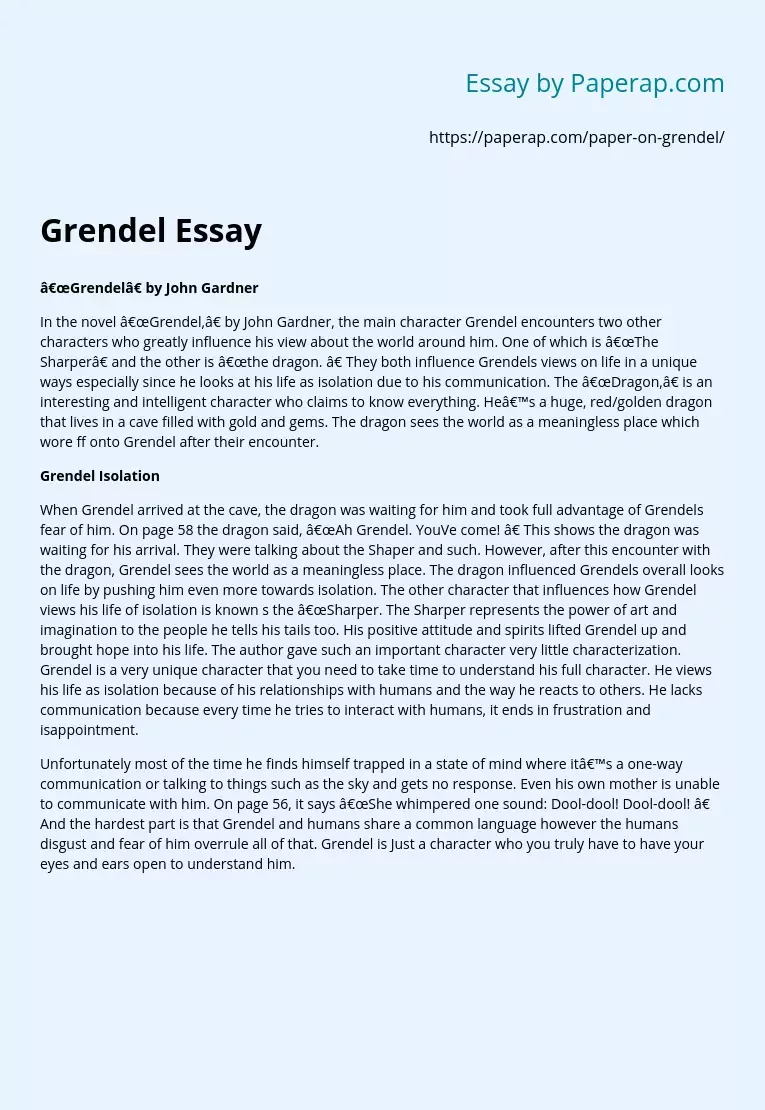 essay topics for grendel