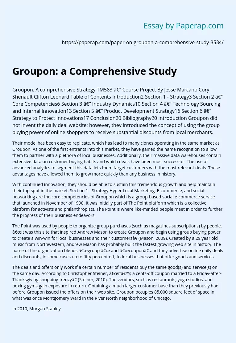 Groupon: a Comprehensive Study
