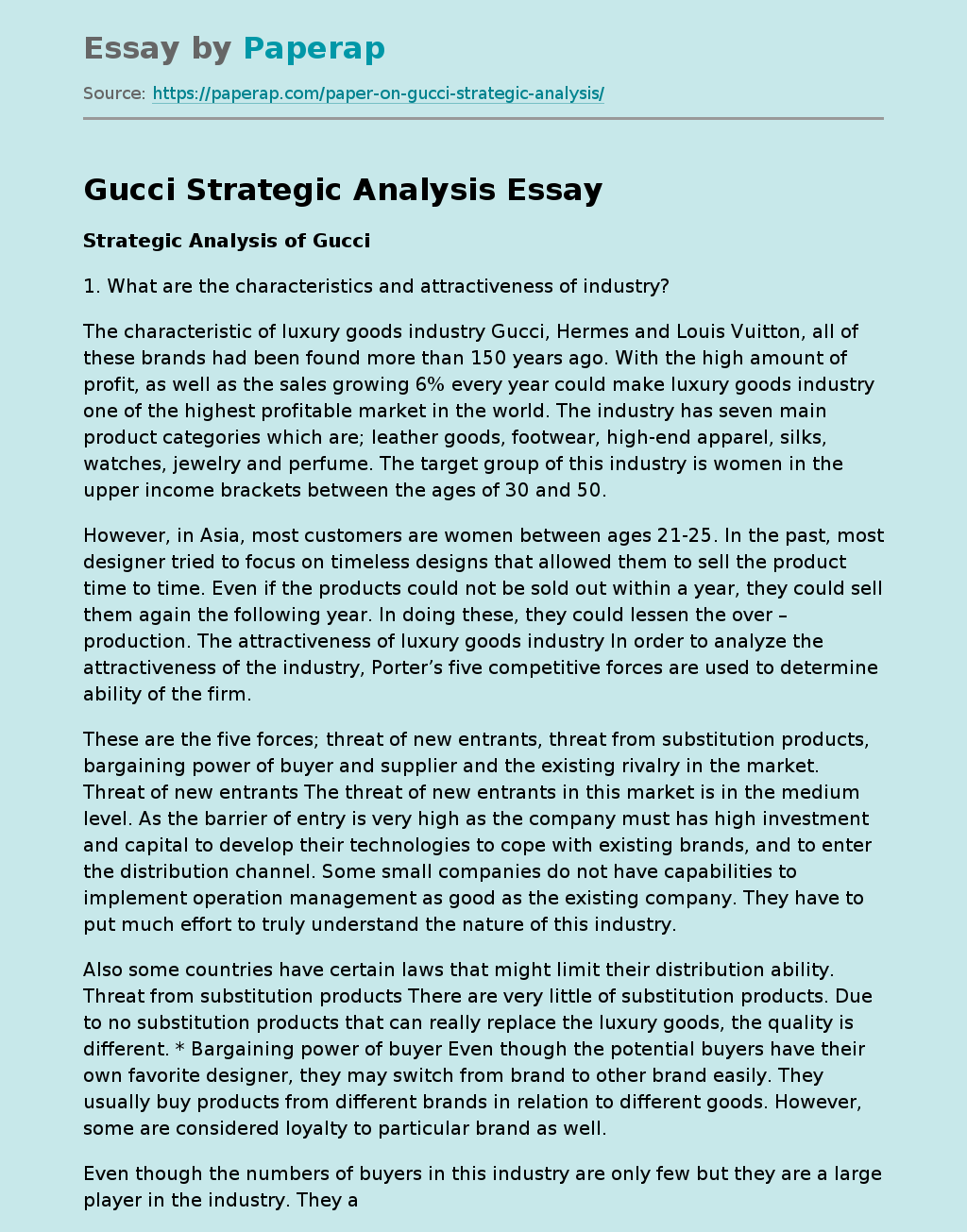 Gucci Strategic Analysis