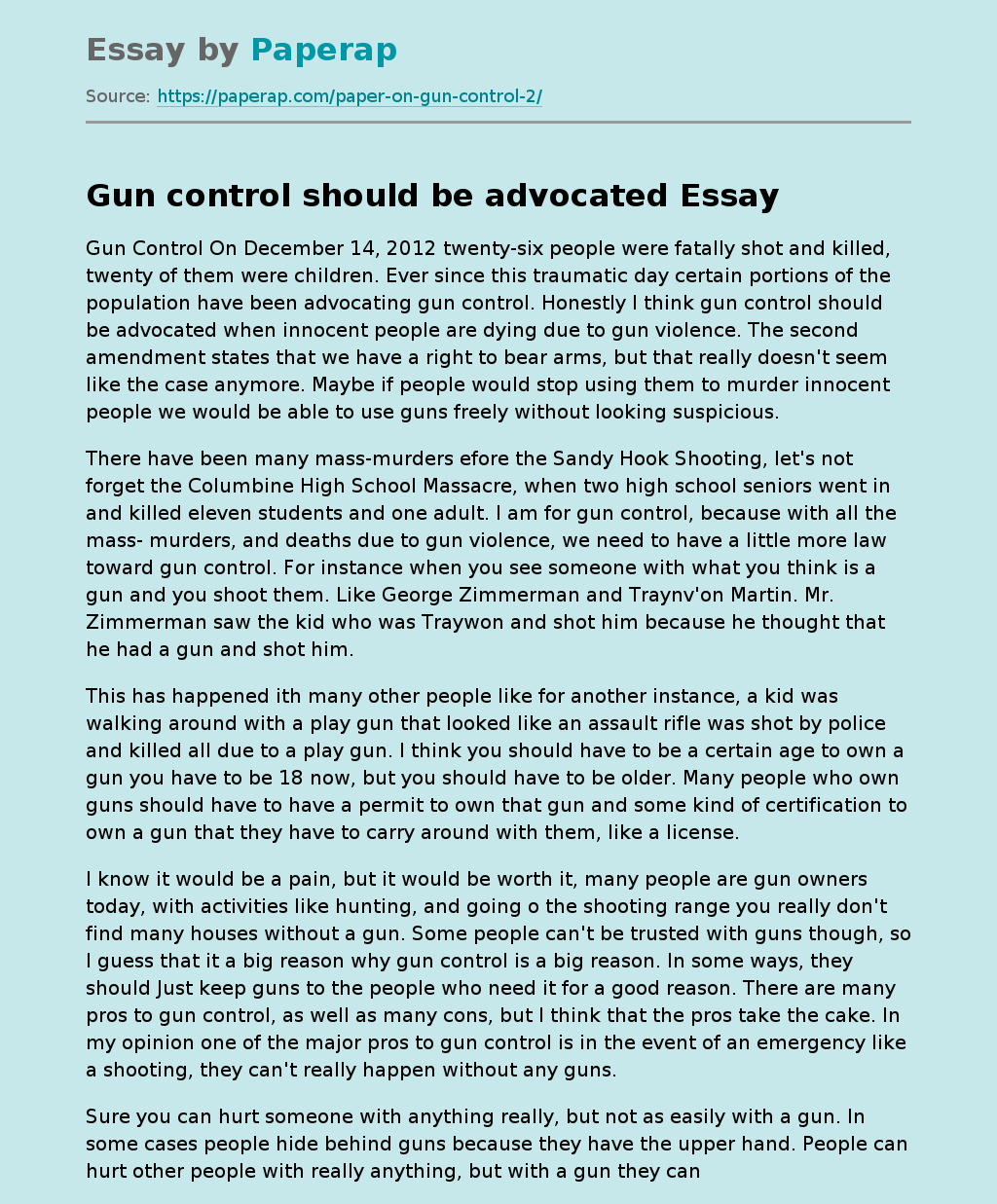 Gun control should be advocated