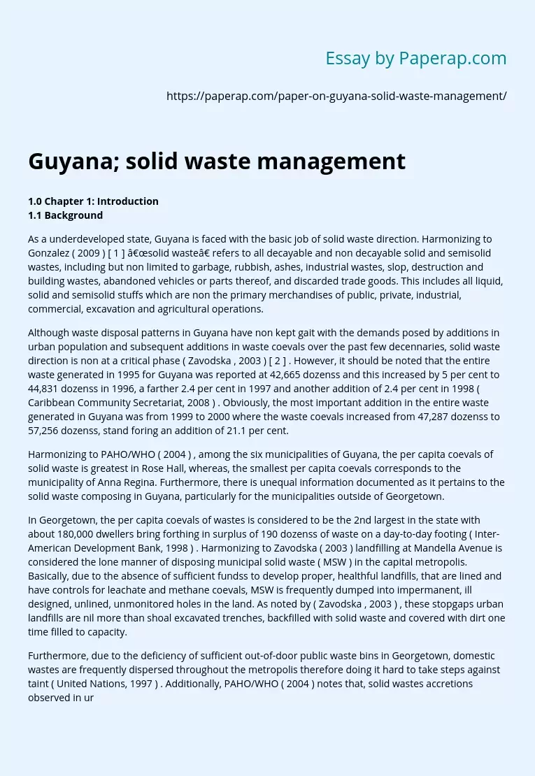 Guyana Solid Waste Management