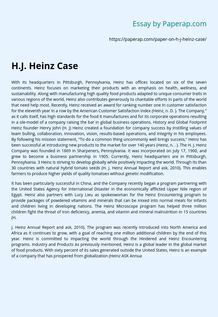H.J. Heinz Case