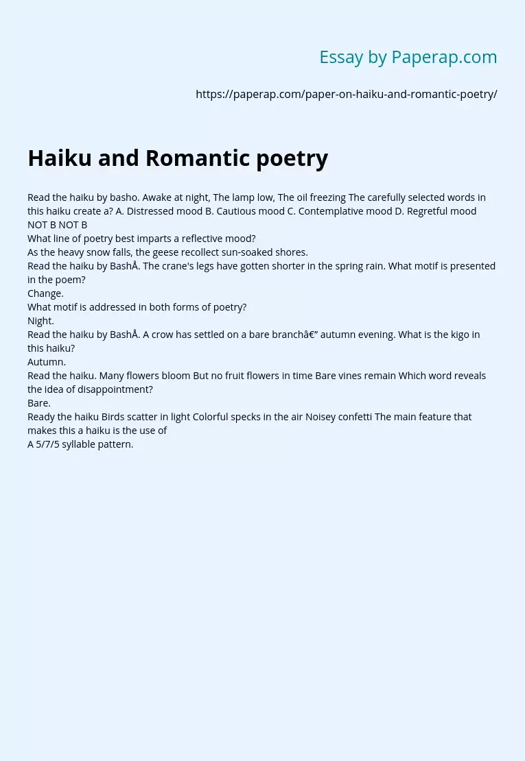 Haiku and Romantic poetry