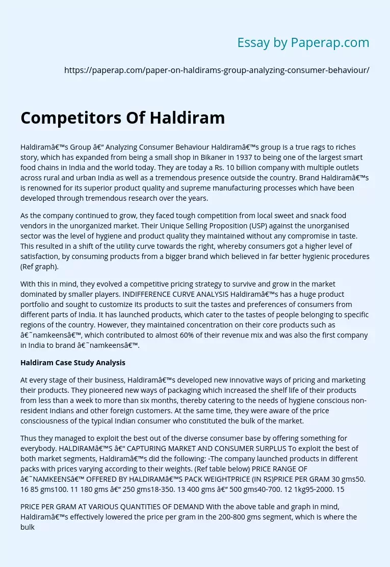 Competitors Of Haldiram