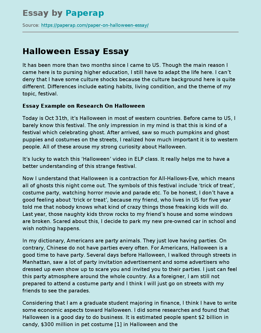 Halloween Essay