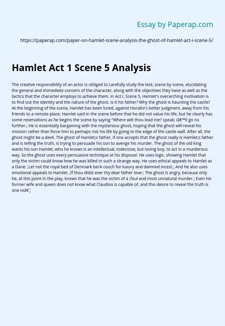 Hamlet Act 1 Scene 5 Analysis