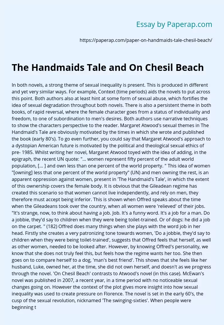 The Handmaids Tale and On Chesil Beach