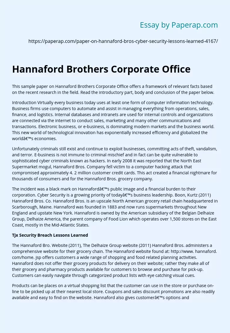 Hannaford Brothers Corporate Office