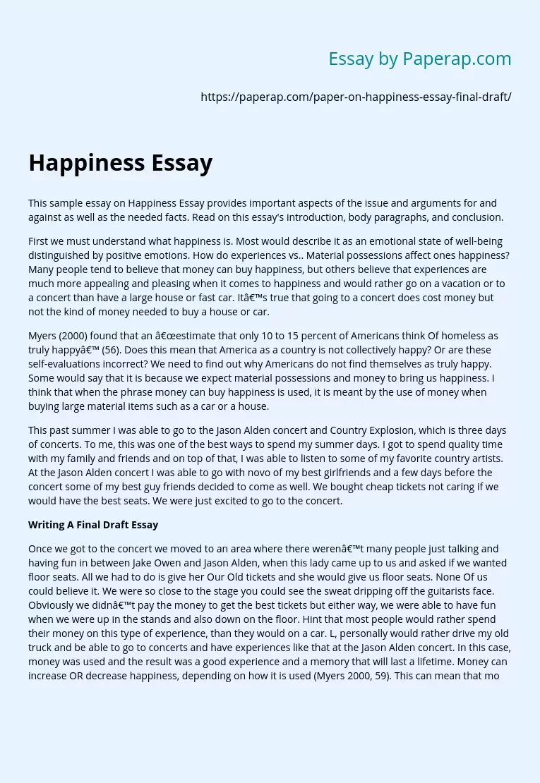 what is happiness argumentative essay