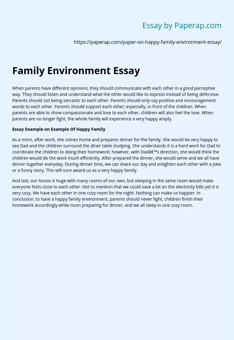 Family Environment Essay