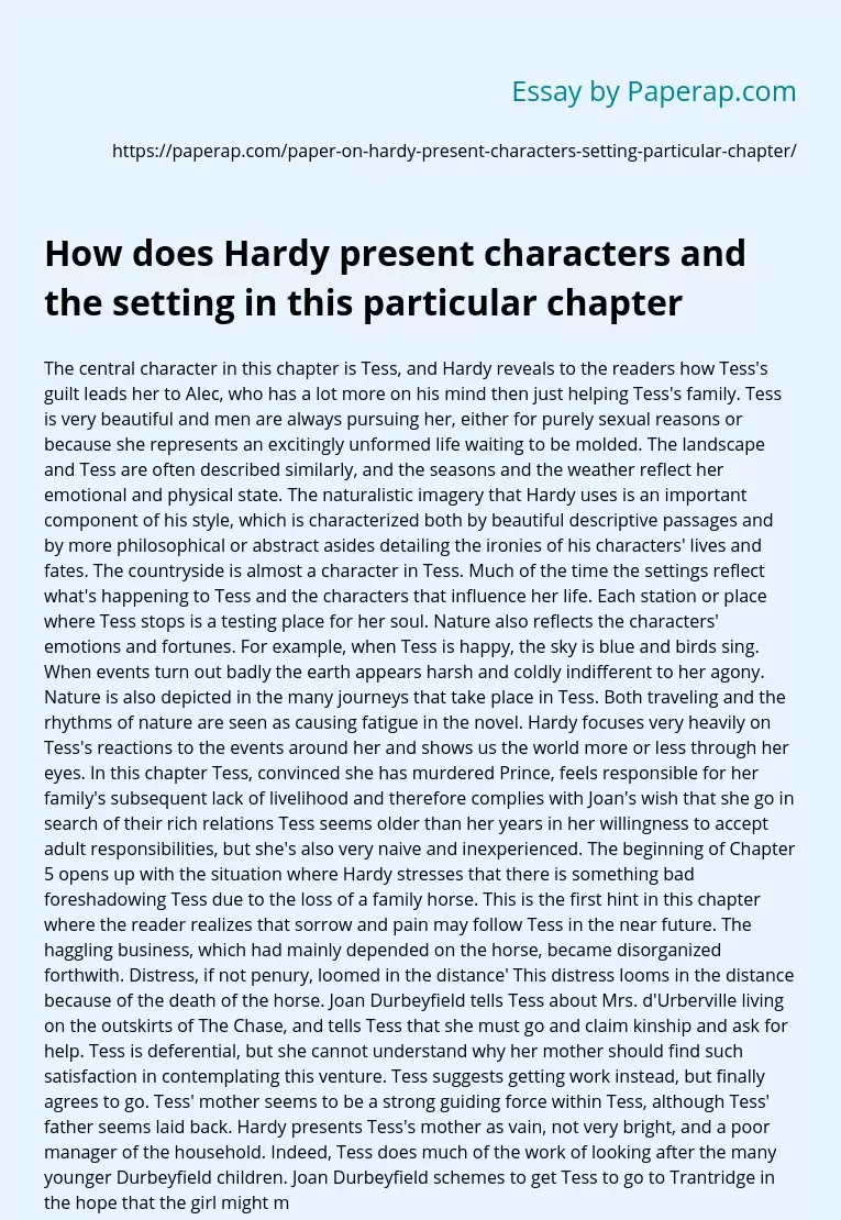 How does Hardy present characters and the setting in this particular chapter