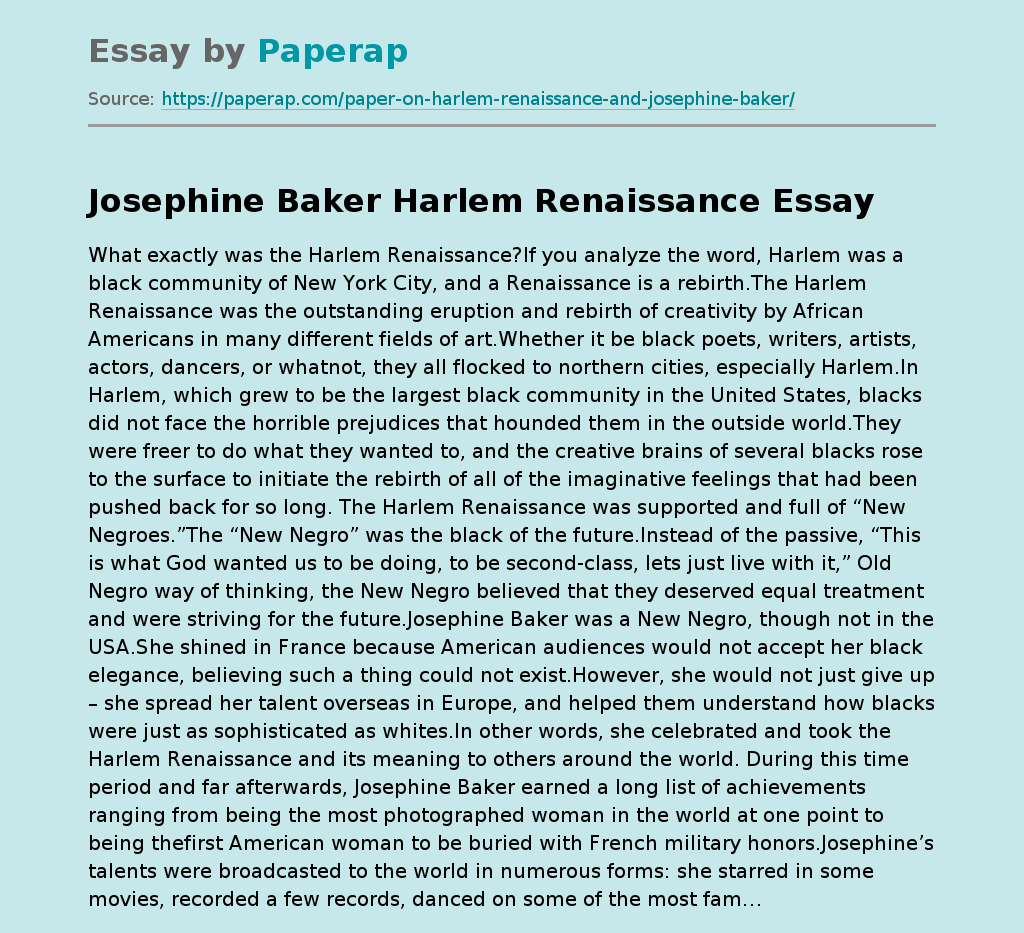 Josephine Baker Harlem Renaissance