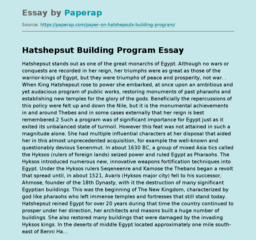 Hatshepsut Building Program