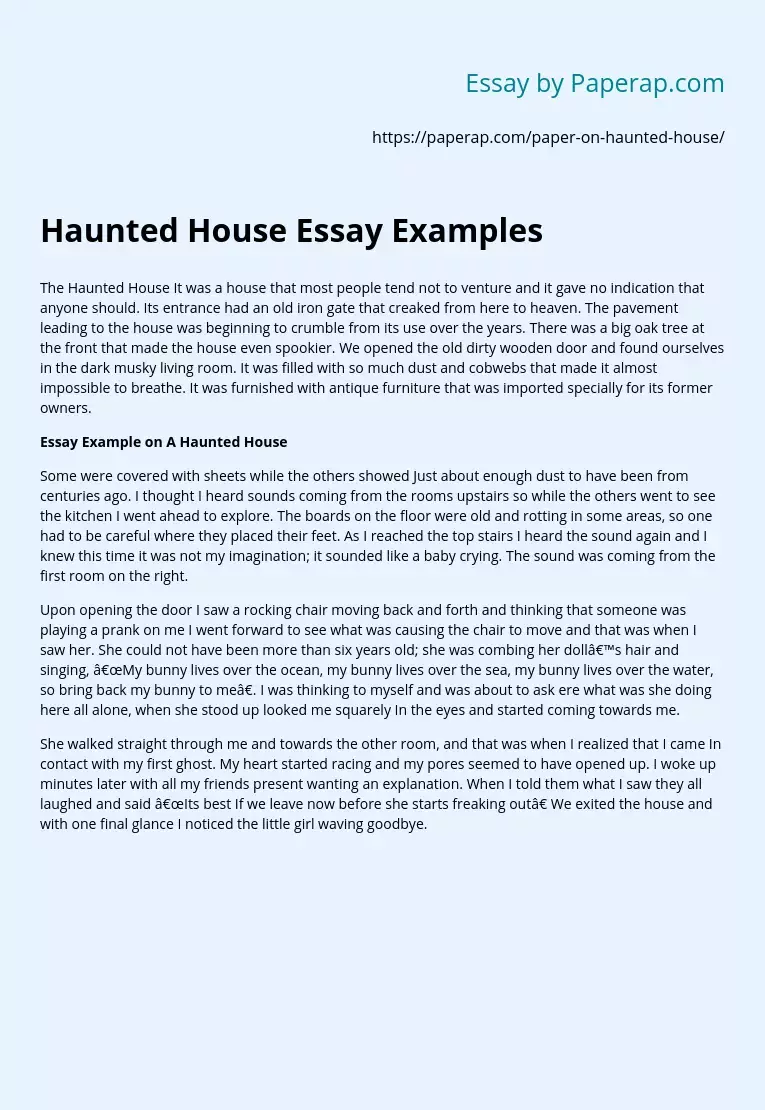 Haunted House Essay Examples