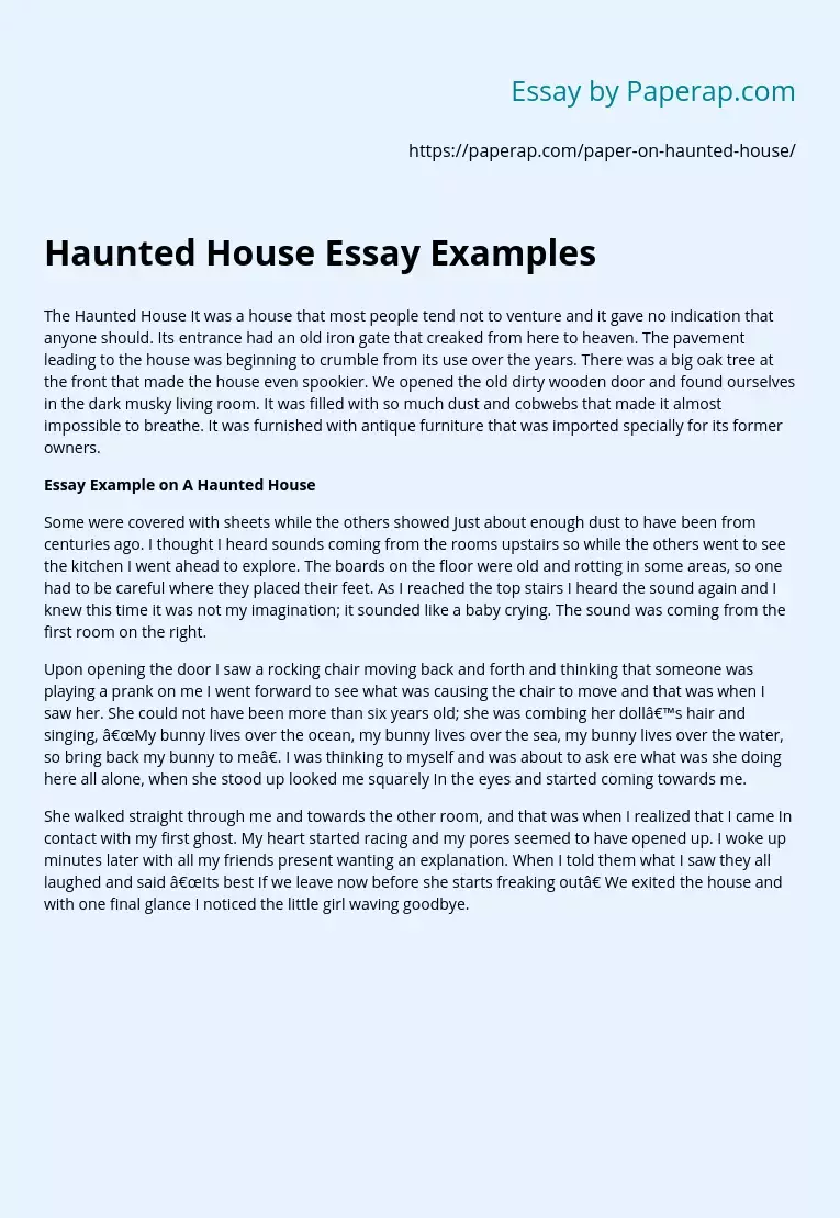 Haunted House Essay Examples Free Essay Example