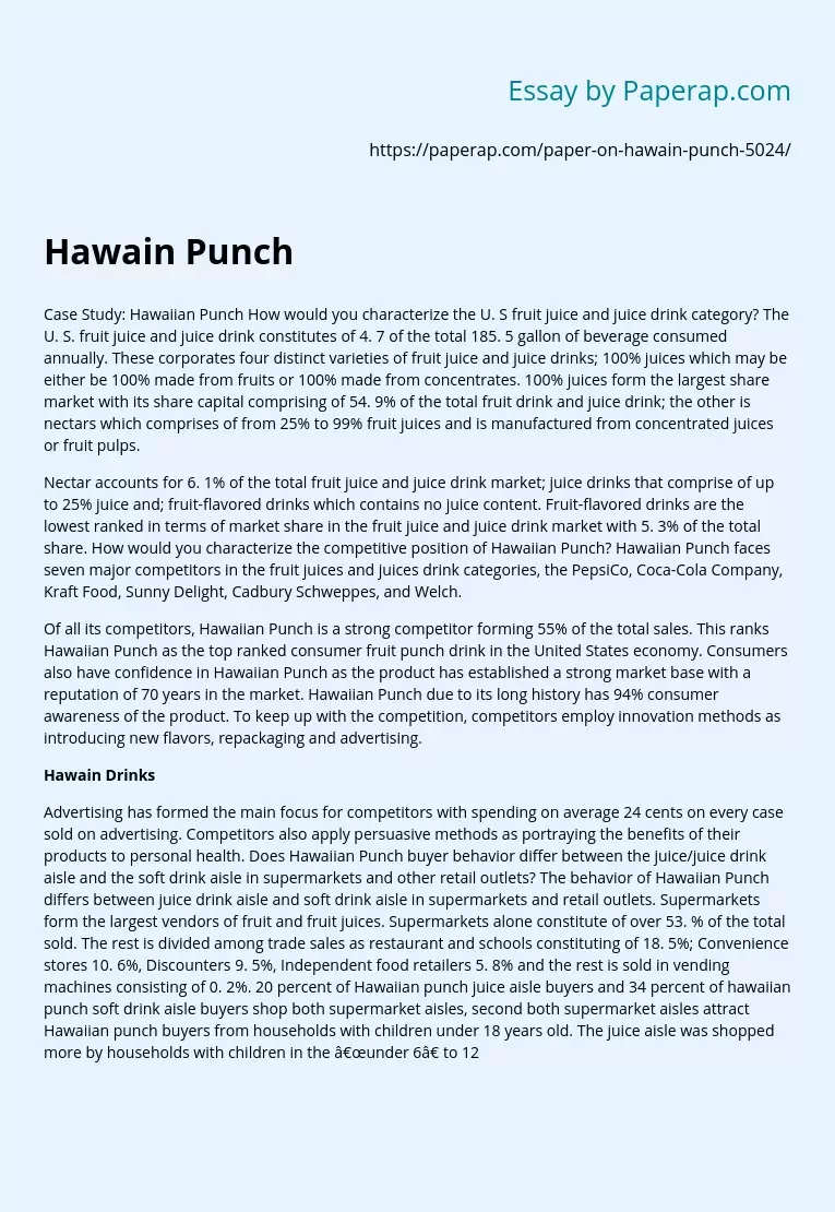 Hawaiian Punch: Dominating the Fruit Punch Market with Strong Competitive Position