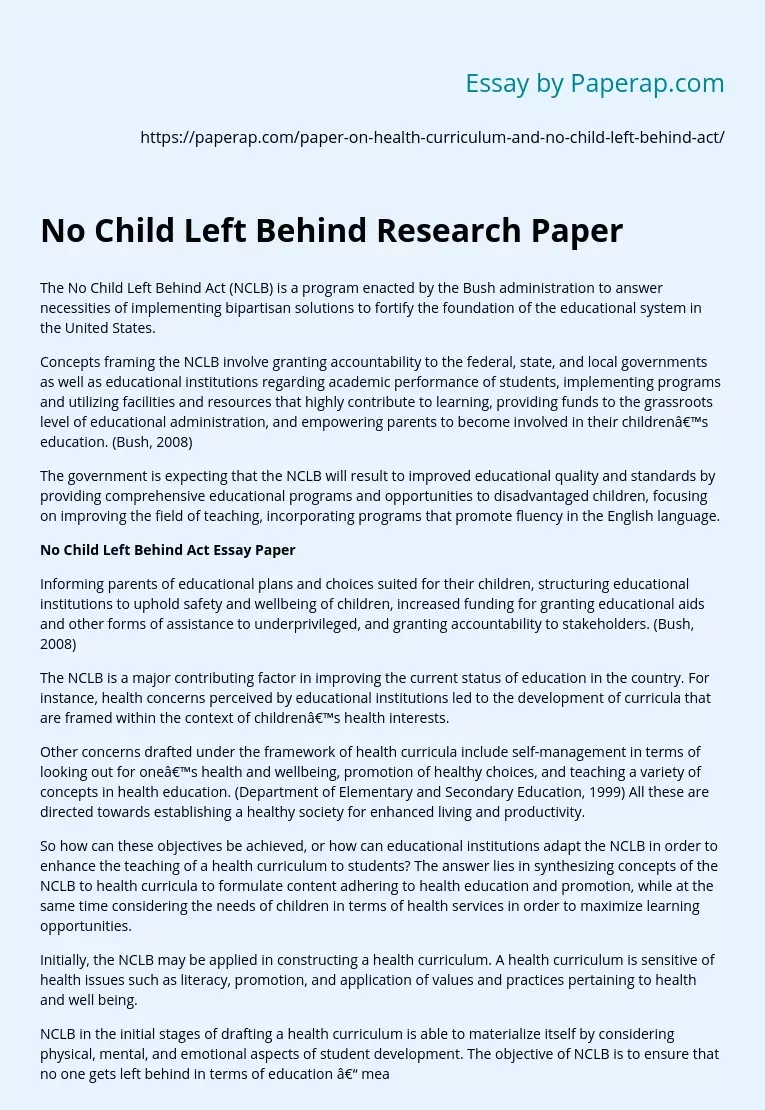 No Child Left Behind Research Paper