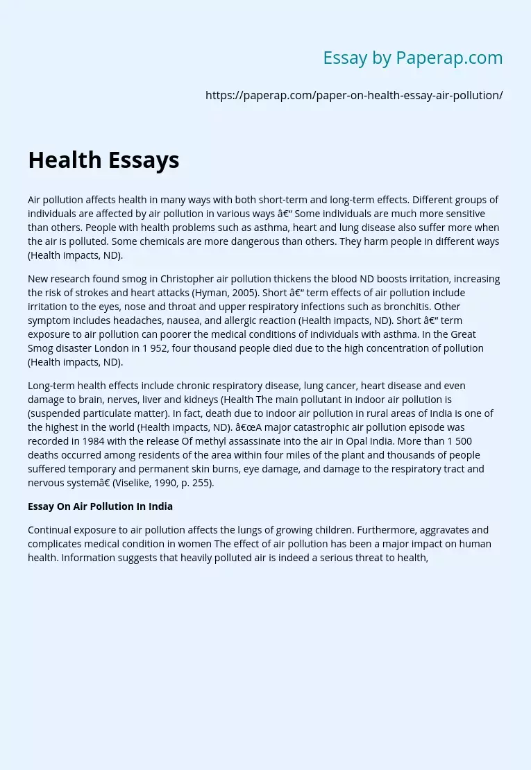 Health Essays