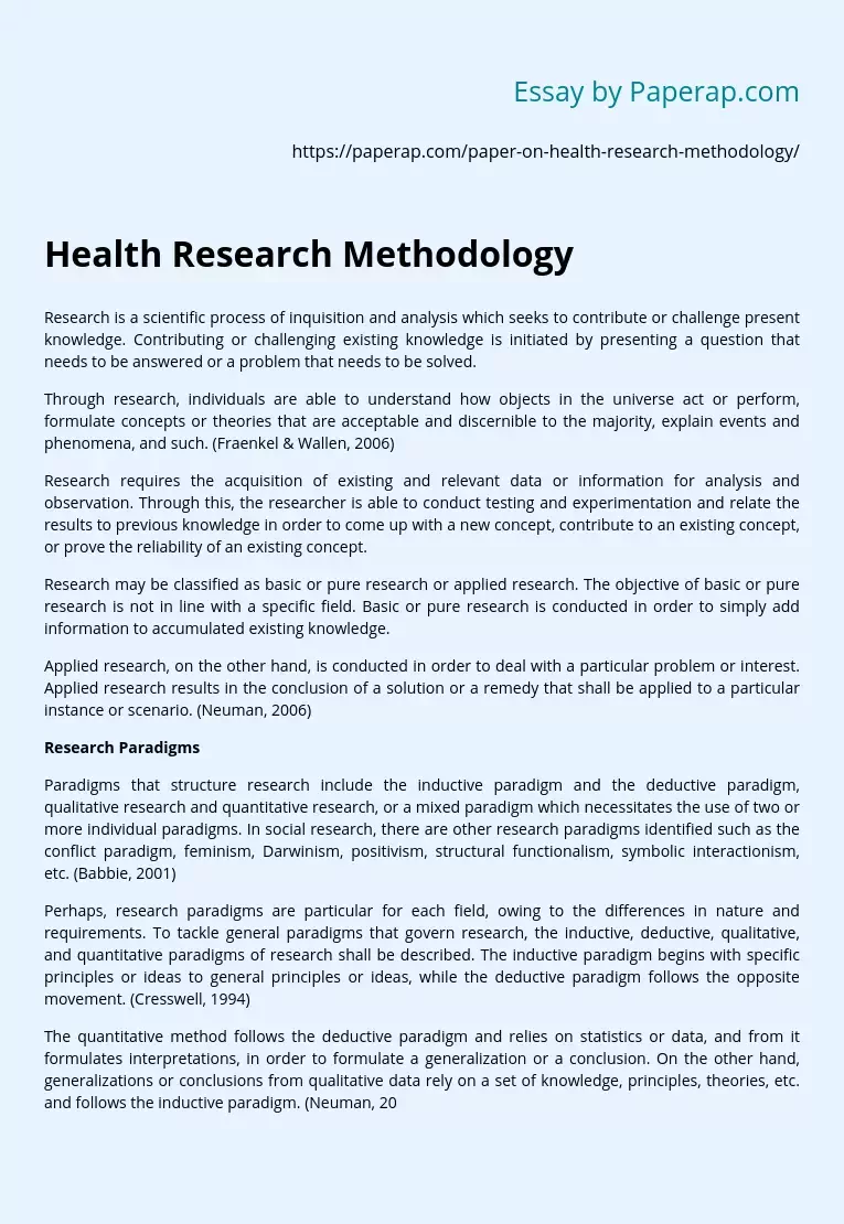 Health Research Methodology