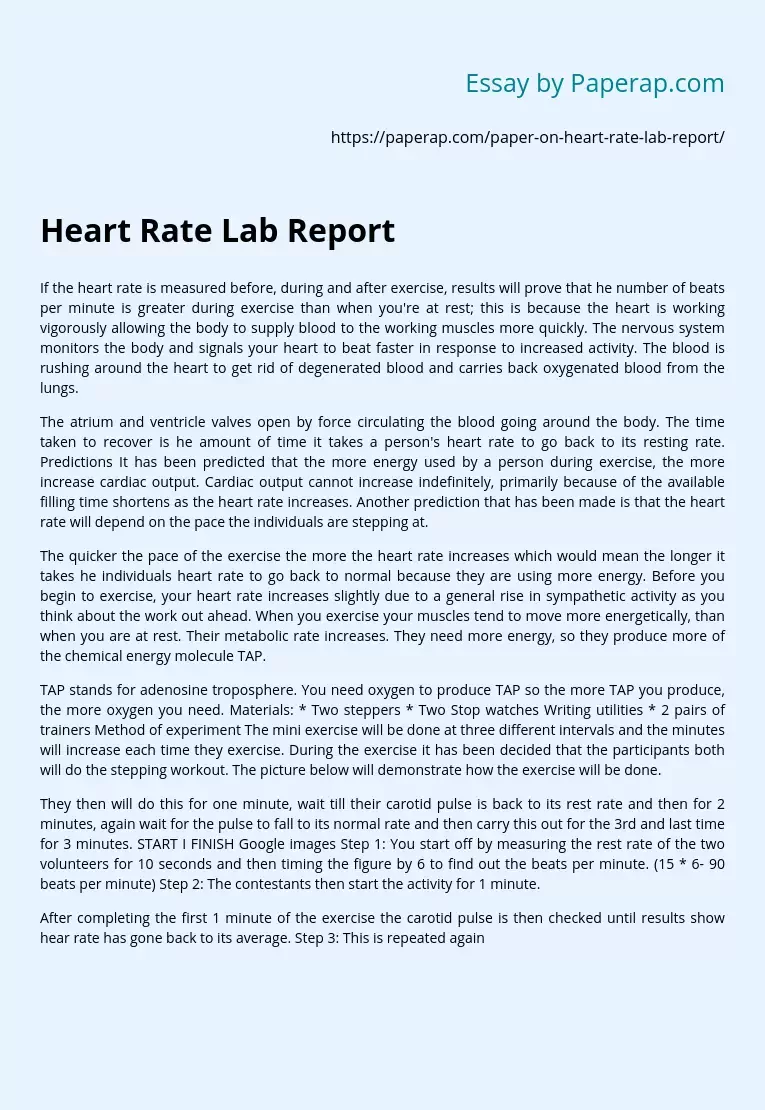 Heart Rate Lab Report