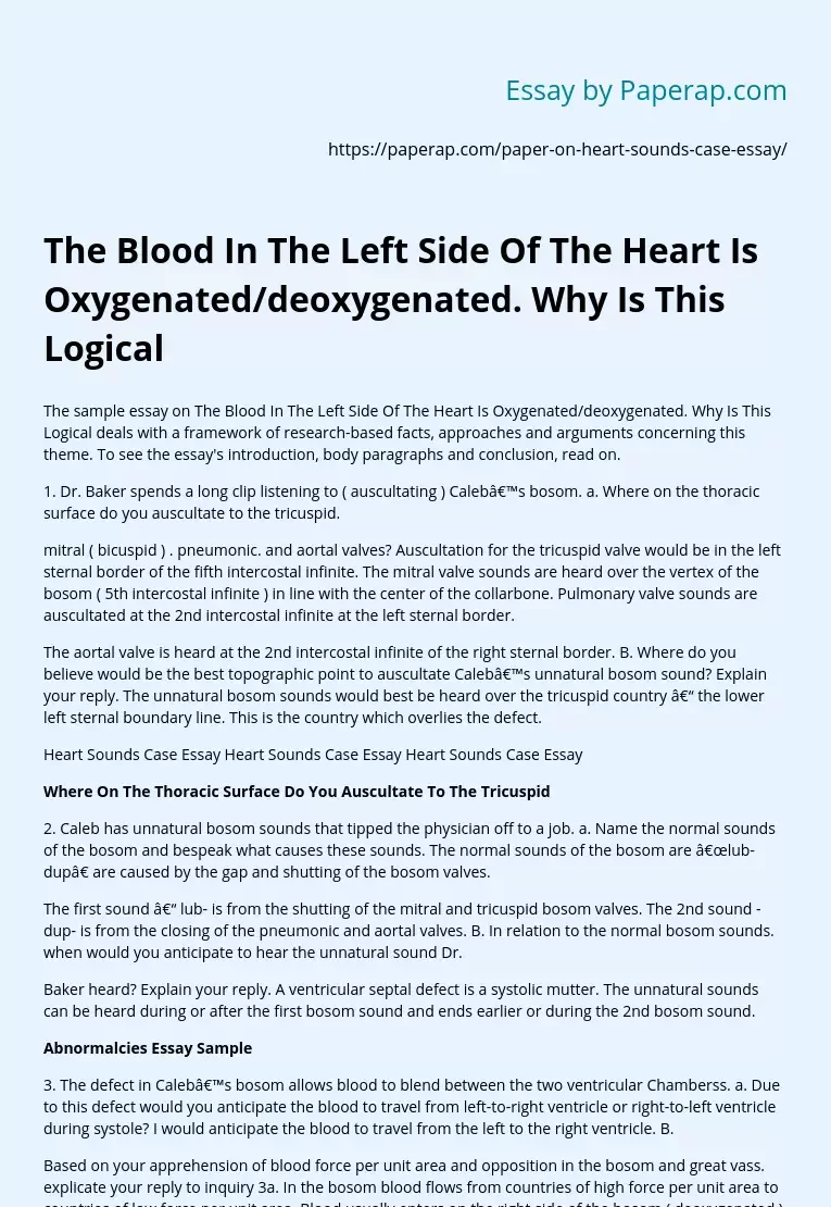 Oxygenated Blood in Left Heart