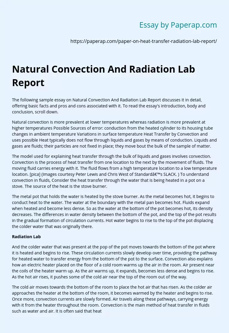 Pros and Cons of Natural Convection and Radiation