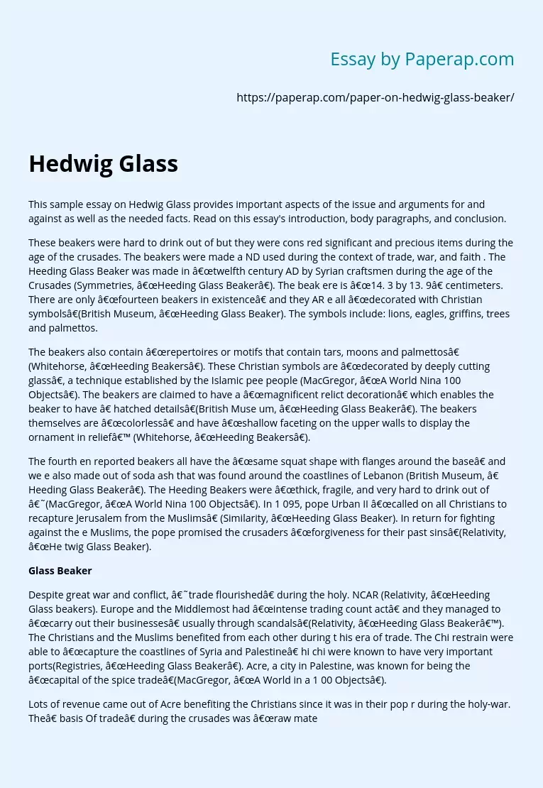 Hedwig Glass: Pros and Cons