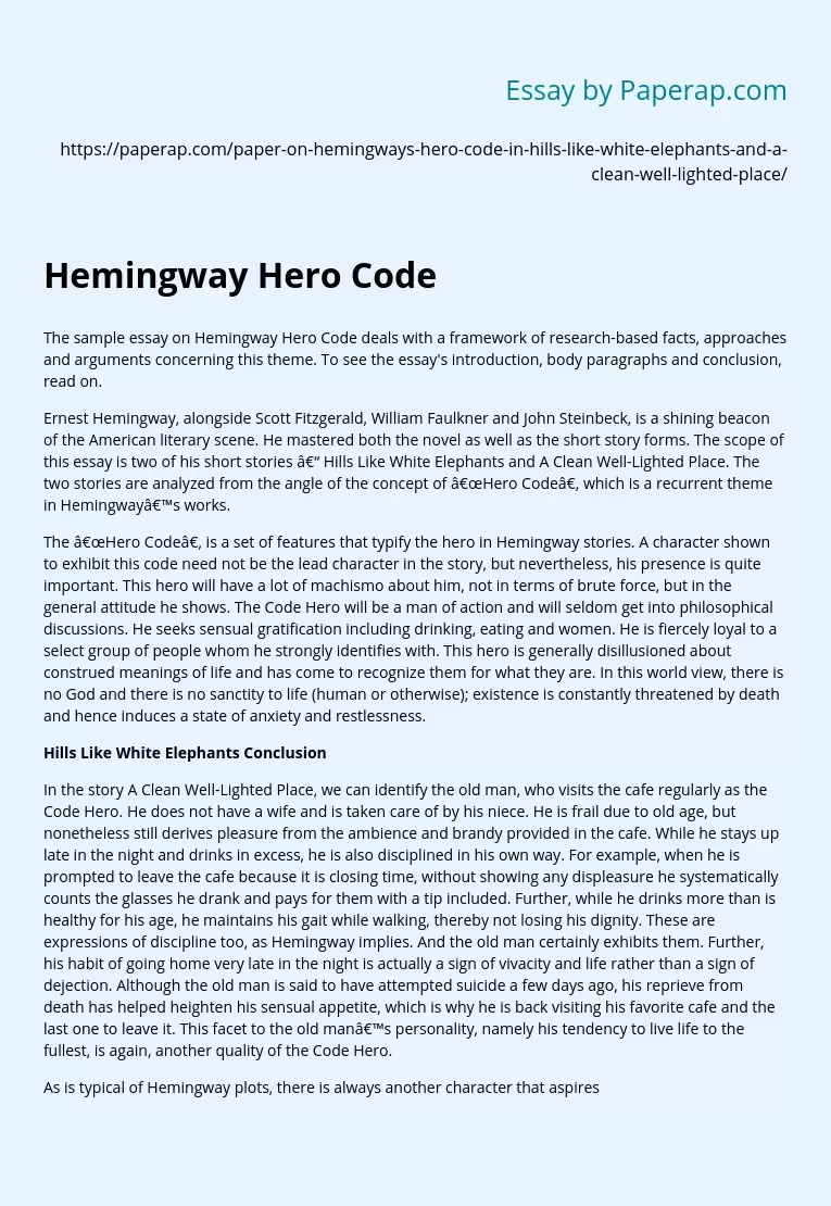 Hemingway Hero Code