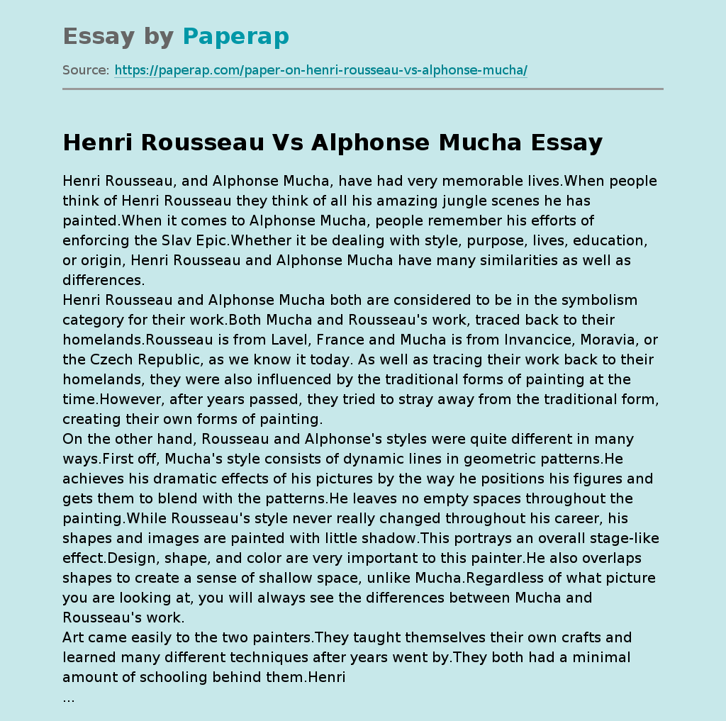 Creation: Henri Rousseau Vs Alphonse Mucha