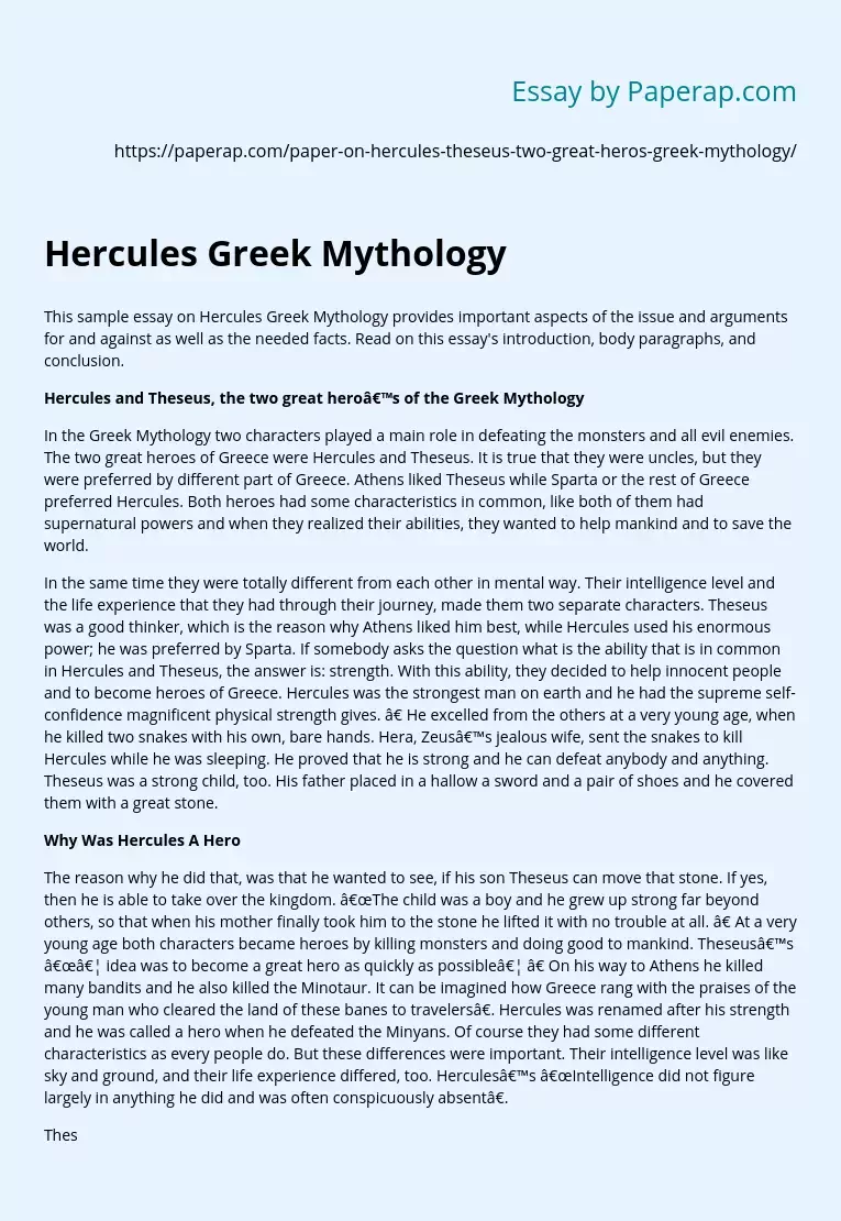 Hercules Greek Mythology