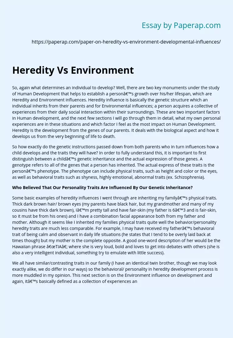 what is the difference between heredity and environment