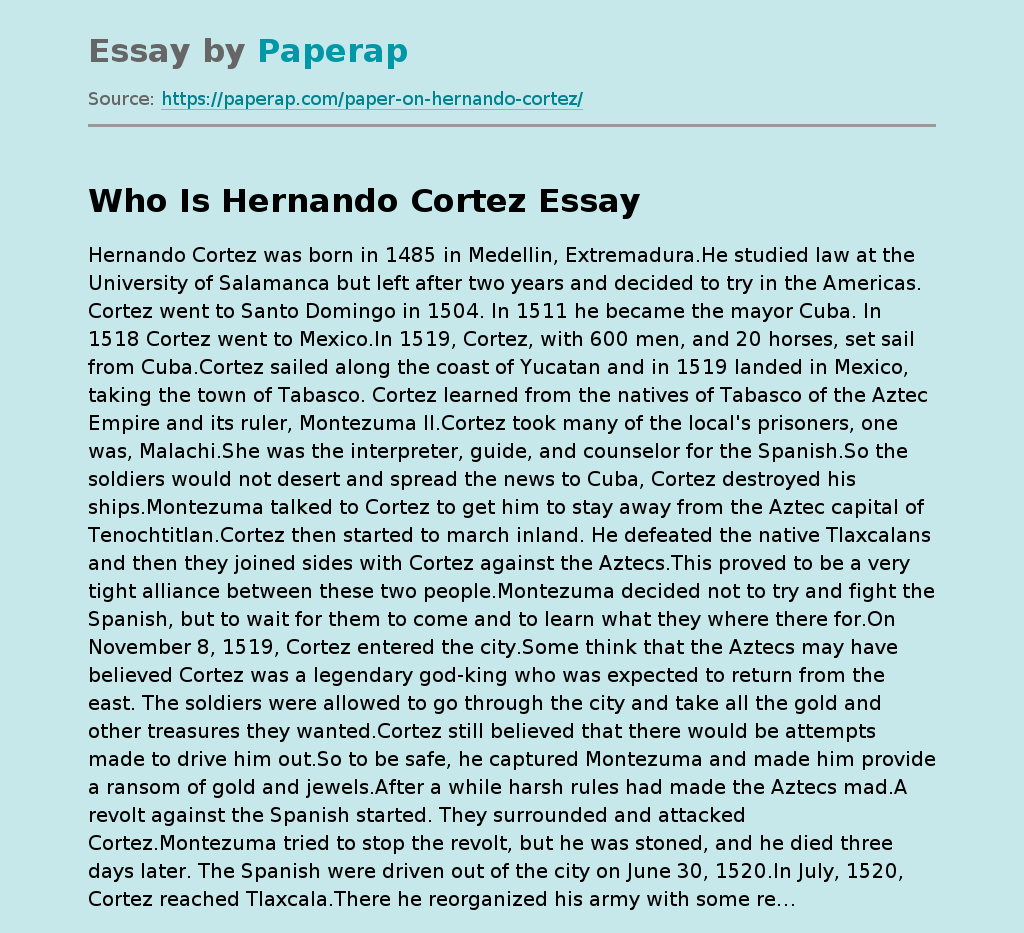 Who Is Hernando Cortez