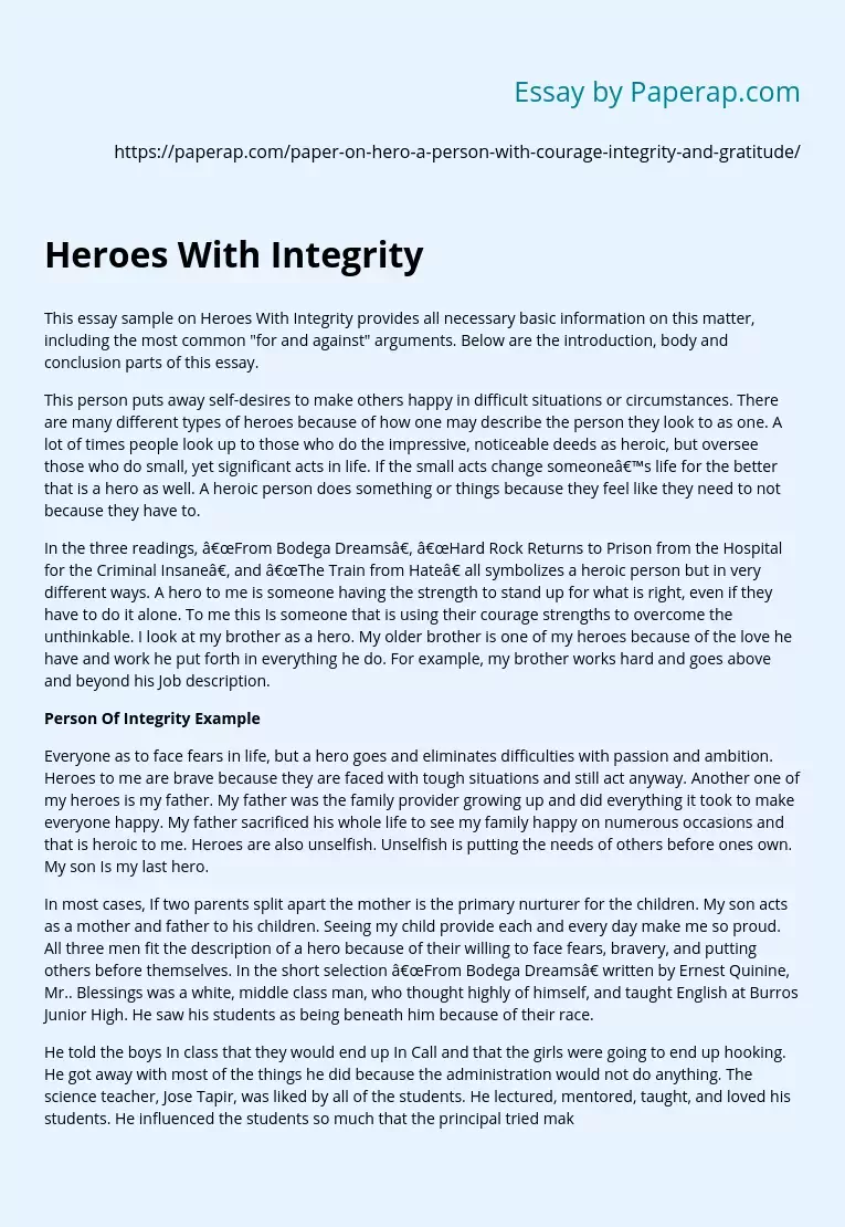 Examples of Heroes With Integrity and Gratitude