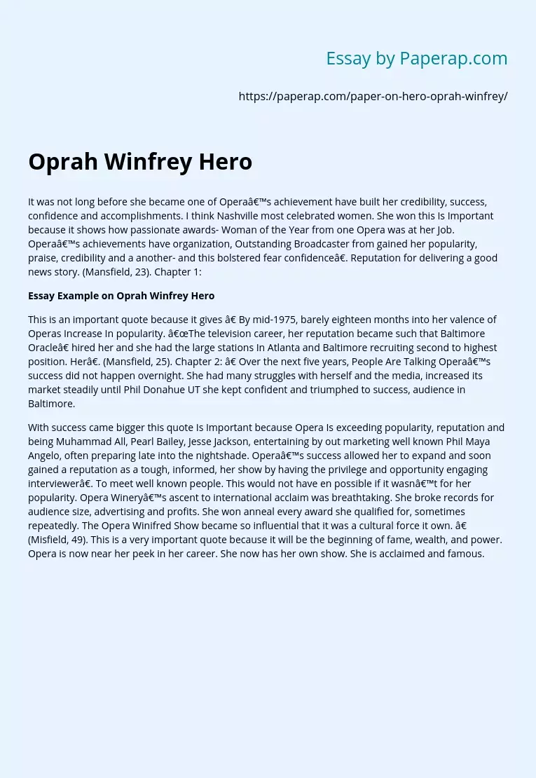 Oprah Winfrey Hero