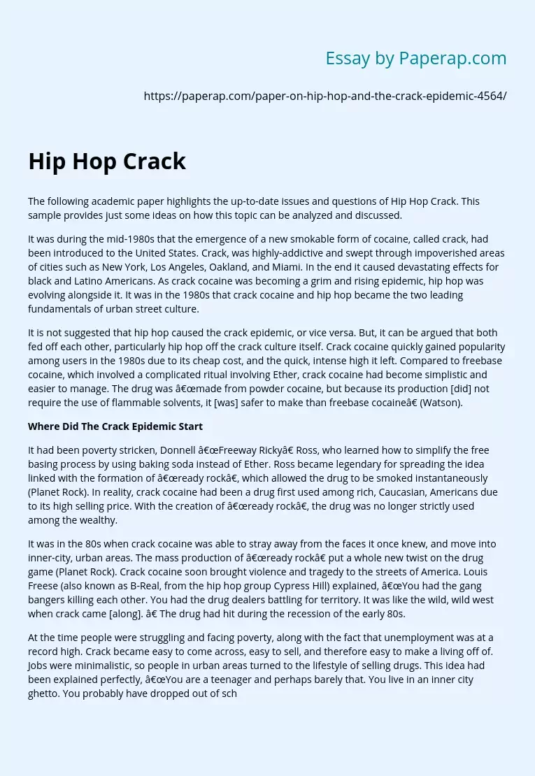 Hip Hop Crack: Current Issues and Questions.