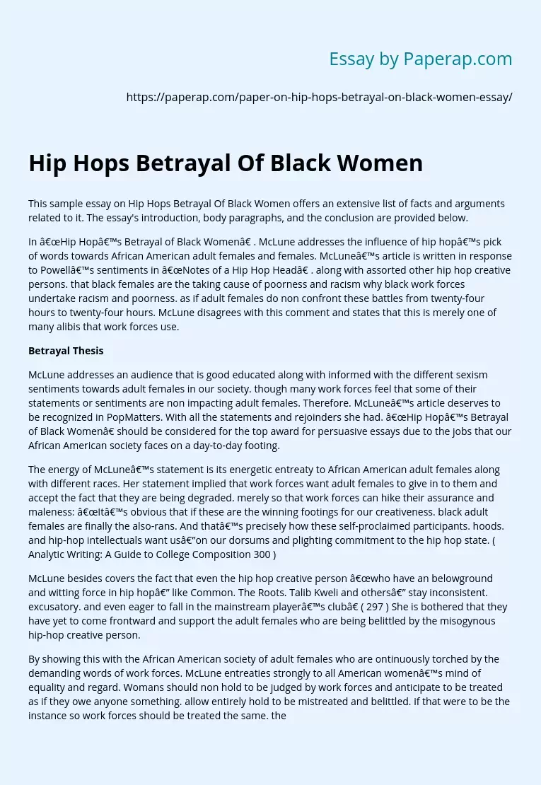 Hip Hops Betrayal Of Black Women