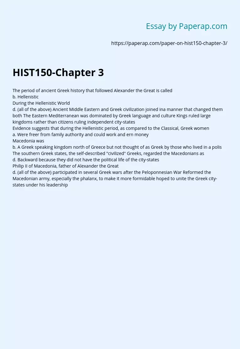 HIST150-Chapter 3 Questions & Answers
