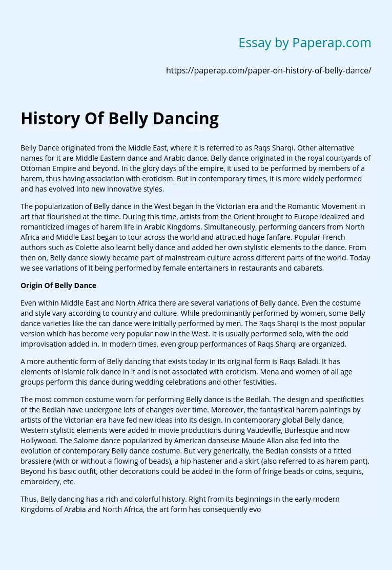 History Of Belly Dancing