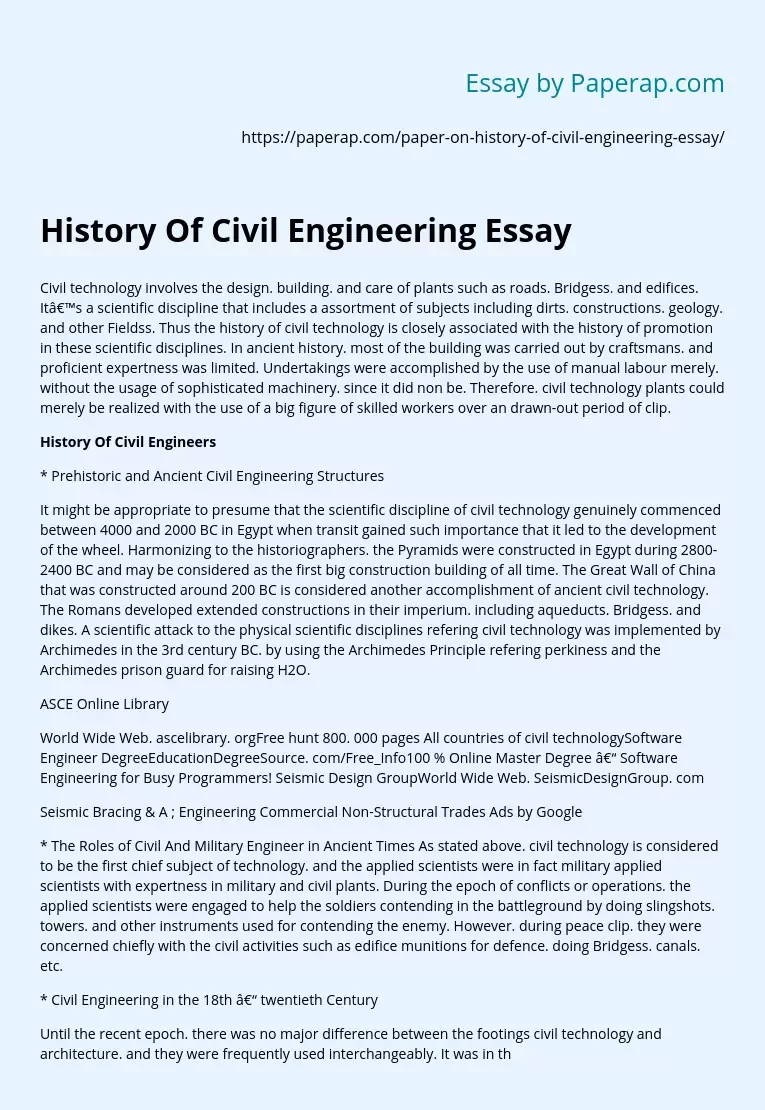 History Of Civil Engineering Essay